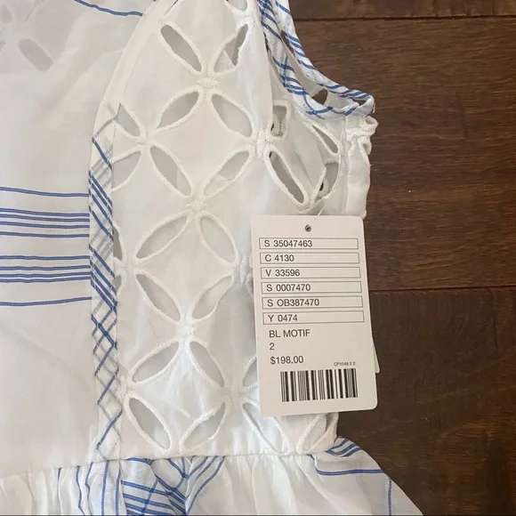 NWT Anthropologie Moulinette Blue & White Grid and Eyelet Summer Spring Dress - Picture 5 of 6